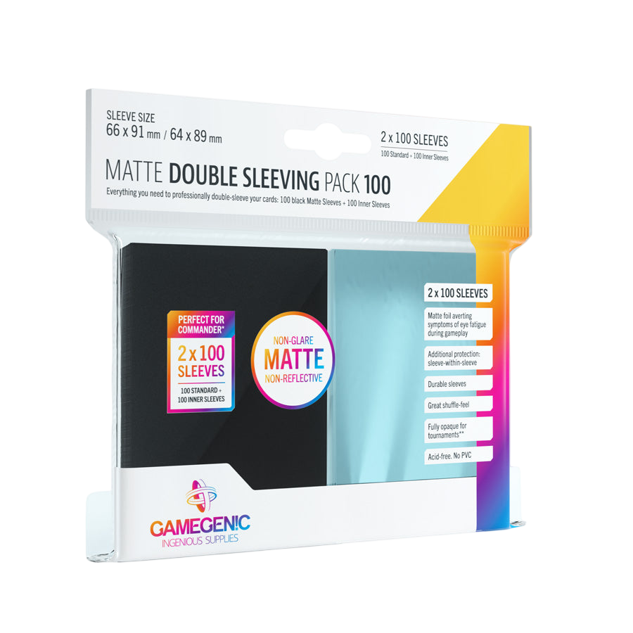Gamegenic - Matte Prime Double Sleeving Pack Standard Size (2x100 Sleeves) - Clear / Black