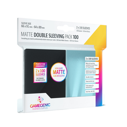 Gamegenic - Matte Prime Double Sleeving Pack Standard Size (2x100 Sleeves) - Clear / Black