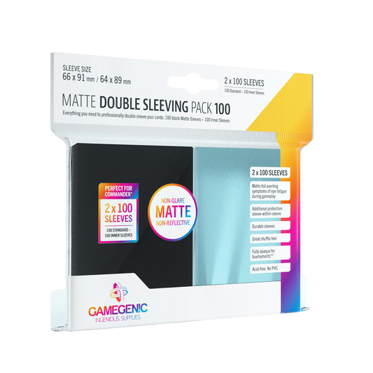 Gamegenic - Matte Prime Double Sleeving Pack Standard Size (2x100 Sleeves) - Clear / Black